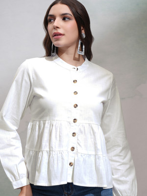 Tokyo Talkies Casual Solid Women White Top