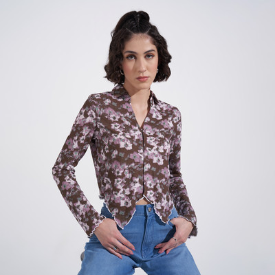 SF Jeans by Pantaloons Casual Printed Women Brown Top