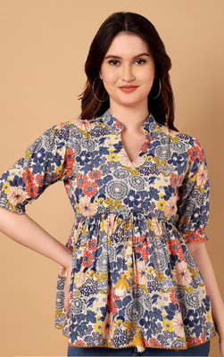 jaiambycreation Party Printed Women Multicolor Top