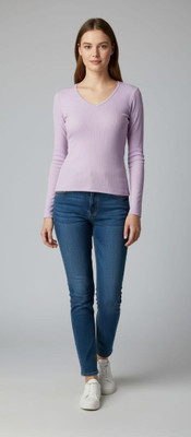 CUTEXT FASHION Casual Self Design Women Purple Top