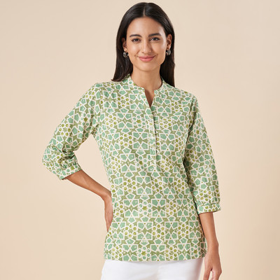 Akkriti by Pantaloons Casual Printed Women Green Top
