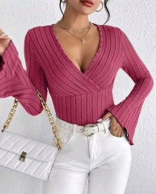 Heilig Casual Striped Women Pink Top