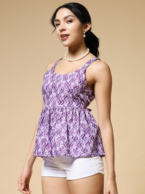 veshh Casual Chevron/Zig Zag Women Purple Top