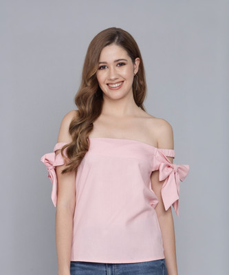 FLAMBOYANT Party Solid Women Pink Top
