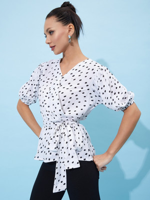 ATHENA Casual Printed Women White, Black Top