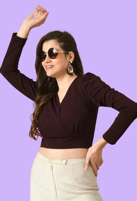 SAKSHI TRADER Casual Solid Women Brown Top