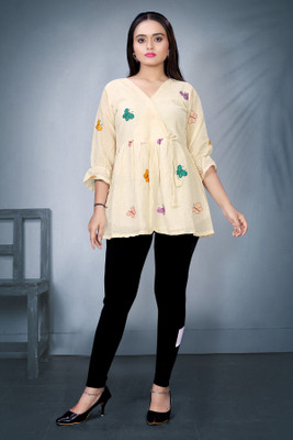 densy art Casual Embroidered Women Multicolor Top