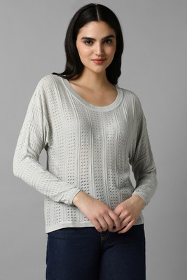 Allen Solly Casual Self Design Women Grey Top