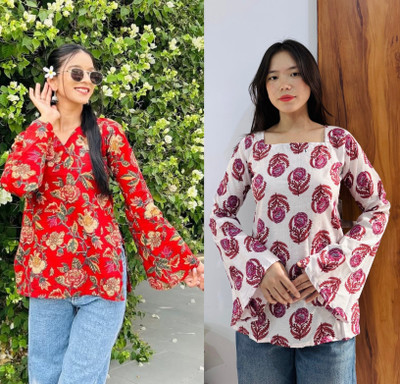 FABAACHI Casual Printed Women Multicolor Top