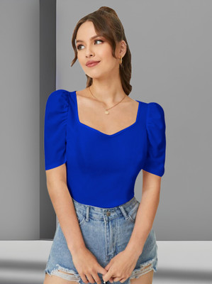 Maheshvi Casual Solid Women Blue Top