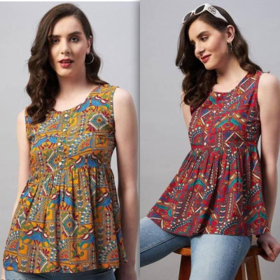 AK FUSION Casual Printed Women Multicolor Top