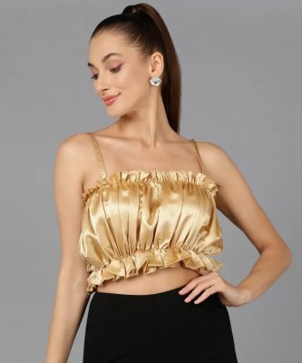 Fashmad Casual Solid Women Gold Top