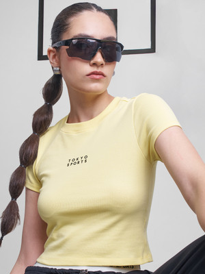 Tokyo Talkies Casual Solid Women Yellow Top