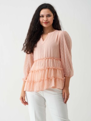 AASK Casual Self Design Women Pink Top