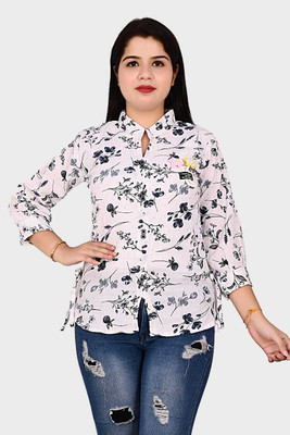 Fatima fashion Casual Floral Print, Printed Women Dark Blue Top