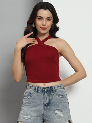 Q-Rious Casual Solid Women Maroon Top