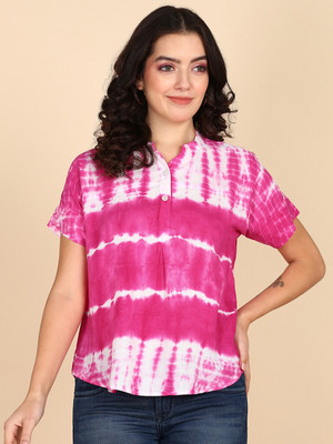 METRONAUT Casual Tie & Dye Women Pink, White Top