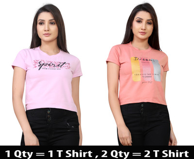 V festa Casual Printed Women Red, Pink Top