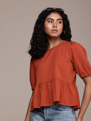 Roadster Casual Solid Women Red Top