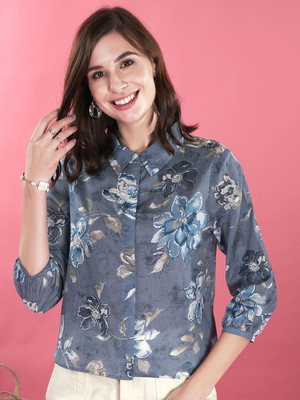 ANOUK Casual Floral Print Women Blue Top