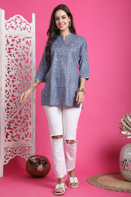 Aaradhya Fashion Party Printed Women Blue Top