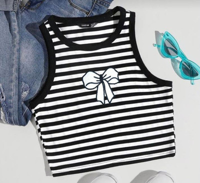 hug nation Casual Striped Women Black, White Top