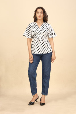 Manthan Creation Casual Polka Print Women White Top