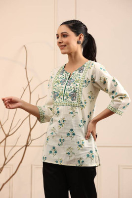 SUBH LAXMI Women Printed A-line Kurta(Green)