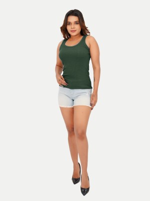 radprix Casual Solid Women Dark Green Top