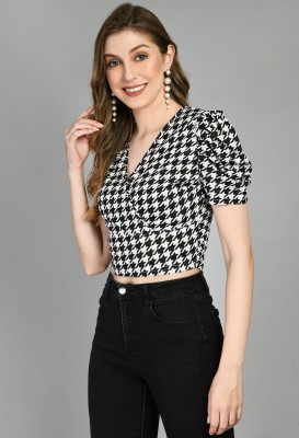 SFOTY Party Solid Women Black, White Top