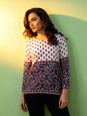 Divine Tatva Casual Printed Women Multicolor Top