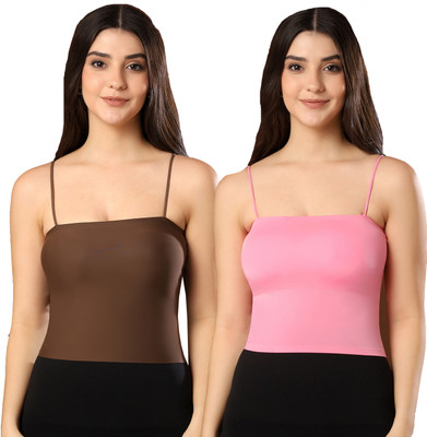 Paavki Casual Solid Women Brown, Pink Top