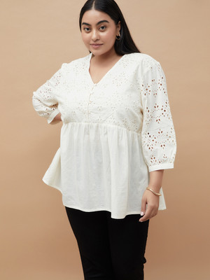 Nexus by Lifestyle Casual Solid Women Beige Top