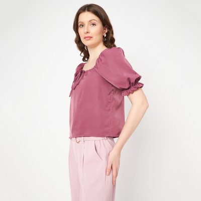 CAMLA Casual Solid Women Maroon Top