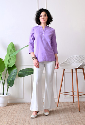 voguebyavantika Casual Solid Women Purple Top