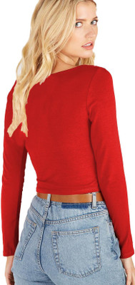 THE BLAZZE Casual Solid Women Red Top
