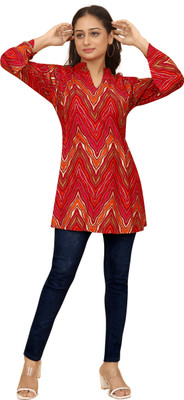 Bajarang Casual Printed Women Red Top
