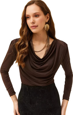 SIGHTBOMB Formal Solid Women Brown Top