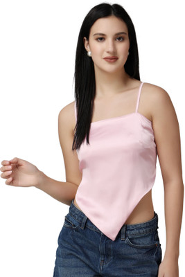 POPWINGS Casual Solid Women Pink Top