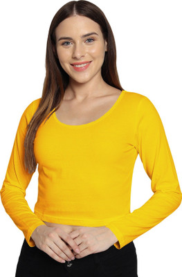 Fasska Casual Solid Women Yellow Top