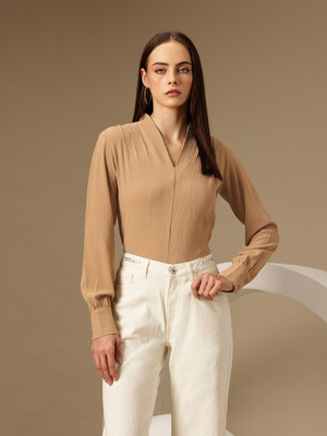 CHEMISTRY Formal Solid Women Beige Top