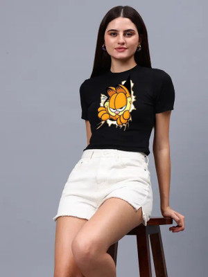 ABJ Fashion Casual Printed Women Black Top