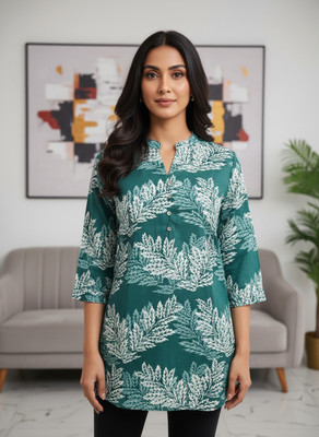 ZAYRAHETHNIK Casual Printed Women Green Top