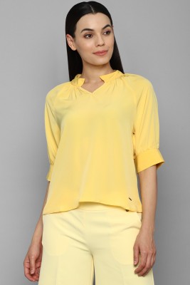 Allen Solly Formal Solid Women Yellow Top