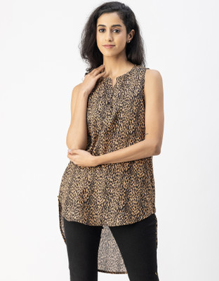 moomaya Casual Printed Women Brown Top