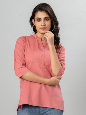 VEDANA Casual Solid Women Pink Top