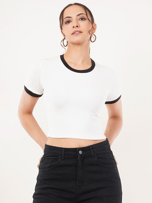 clobug Casual Striped Women White Top