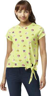 PEOPLE Casual Printed Women Green Top