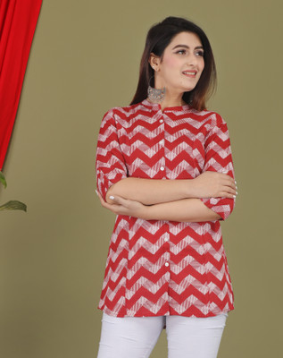 Gudwear Casual Printed Women Maroon Top