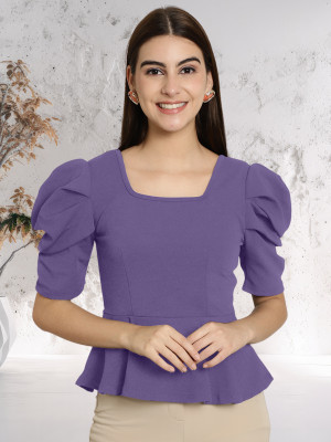 METRONAUT Casual Self Design Women Purple Top